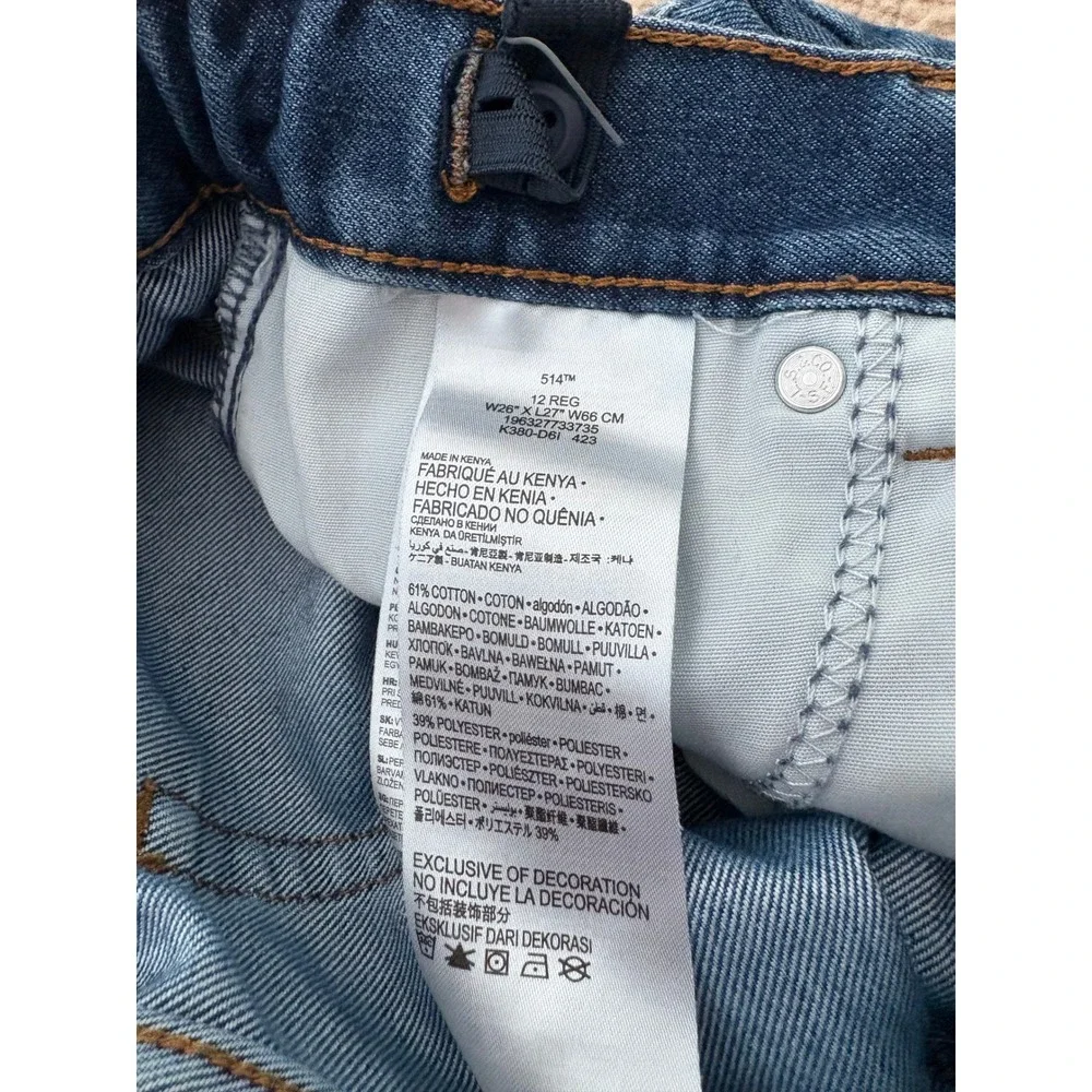 Levis Kids 514 Straight Leg Jeans Size 12 Medium Wash Blue Adjustable Waist